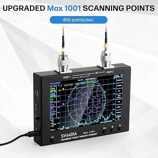 AURSINC 7inch NanoVNA SV4401A Vector Network Analyzer, 50KHz-4.4GHz Antenna Analyzer with 6700mAh Battery 8GB Storage Measuring S Parameters, Voltage Standing Wave Ratio, Phase, Delay, Smith Chart