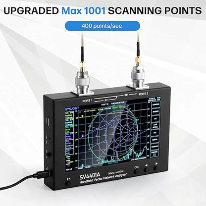 AURSINC 7inch NanoVNA SV4401A Vector Network Analyzer, 50KHz-4.4GHz Antenna Analyzer with 6700mAh Battery 8GB Storage Measuring S Parameters, Voltage Standing Wave Ratio, Phase, Delay, Smith Chart