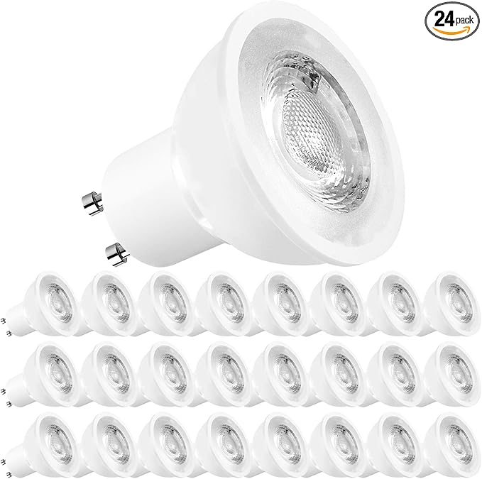 LUXRITE MR16 GU10 LED Bulbs Dimmable, 50W Halogen Equivalent, 4000K Cool White, 500 Lumens, 120V Spotlight LED Bulb GU10, Enclosed Fixture Rated, Perfect for Landscape or Home Lighting (24 Pack)