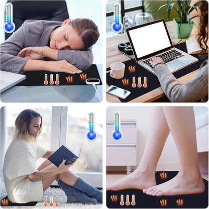 Heated Desk Pad, Heated Mouse Pad - 31.5 x 13 inch, Heated Desk Mat, Desk Warmer with 5 Heat Levels & Auto Shut-Off - Ideal for Office and Home(Coffee Brown)