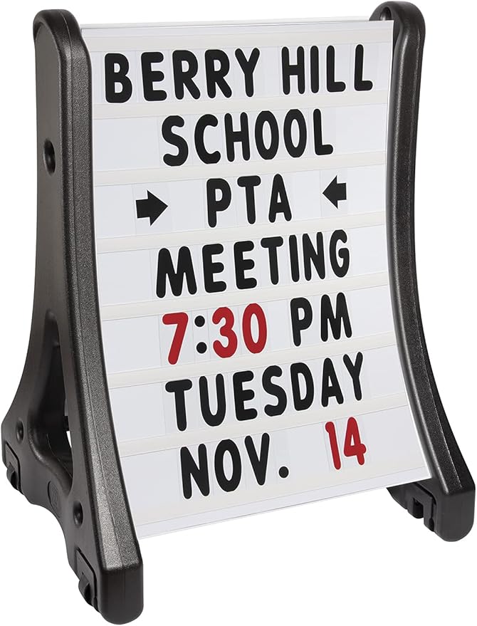 SmartSign 24"x36" Changeable Message Board Sidewalk Sign, Standard Portable A-Frame Sign & Letter Kit for Outdoor, Business, Large Black Standing Frame with Wheels, USA-Made