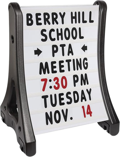SmartSign 24"x36" Changeable Message Board Sidewalk Sign, Standard Portable A-Frame Sign & Letter Kit for Outdoor, Business, Large Black Standing Frame with Wheels, USA-Made