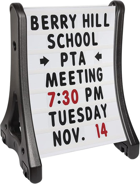 SmartSign 24"x36" Changeable Message Board Sidewalk Sign, Standard Portable A-Frame Sign & Letter Kit for Outdoor, Business, Large Black Standing Frame with Wheels, USA-Made