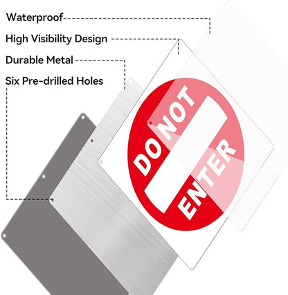 (2 Pack) Do Not Enter Sign, 12x12 Inches Keep Out No Entry Signs, Aluminum Reflective Do Not Enter Metal Signage, Weather Resistant and Easy to Install (White and Red)