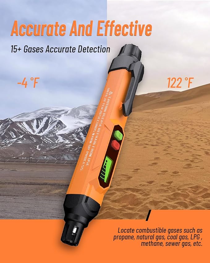 Gas Leak Detector; VITITE Propane and Natural Gas Detector; Mini Portable Gas Alarm to Locate Combustible Gas Leak Sources for Home and RV (Includes 2 Batteries & Carrying Pouch) - Orange 2Pack