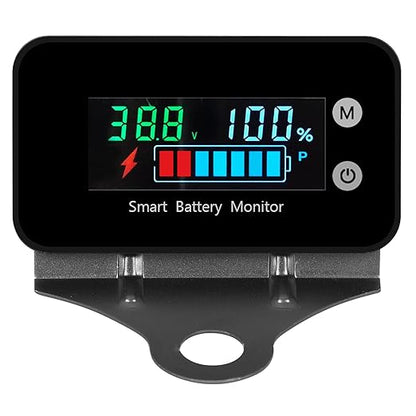 Upgrade IPX7 Waterproof Battery Monitor with Bracket,12v 24v 36v 48v 60v 72v Battery Tester for car,Golf cart,RV,Boat.Voltage,Remain Capacity Battery Monitor with Temperature and Buzzer Alarm
