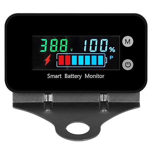 Upgrade IPX7 Waterproof Battery Monitor with Bracket,12v 24v 36v 48v 60v 72v Battery Tester for car,Golf cart,RV,Boat.Voltage,Remain Capacity Battery Monitor with Temperature and Buzzer Alarm