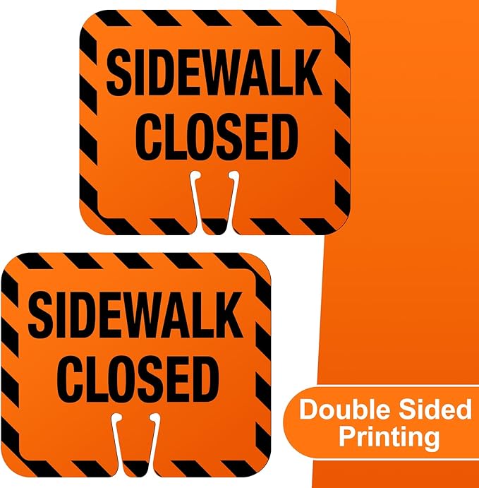 6 Pcs Plastic Sidewalk Closed Sign Bulk for Traffic Cones Top Road Warning Signs 10.4" Height x 12.6" Width x 0.05" Thickness for Outdoor Barricade Construction Caution