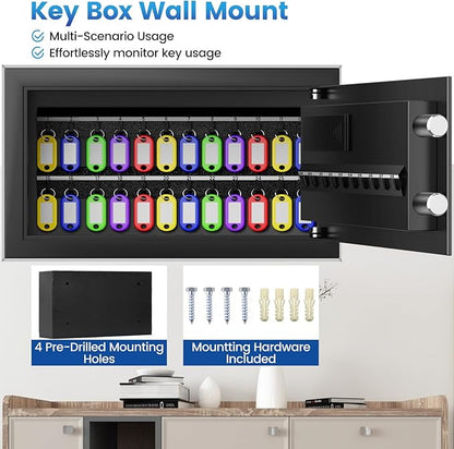 28 Keys Combination Lock Key Cabinet, Anti-Theft Key Lock Box with Key Tags, Key Organizer Wall Mount for Car Garage House Rental Office Business