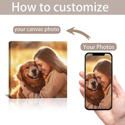 Custom Canvas Prints with Your Photos Customized Canvas Wall Art Personalized Canvas Pictures Gifts for Pet Dog Baby Family Mom Dad Men Women Couple Boyfriend Girlfriend Framed 8x8