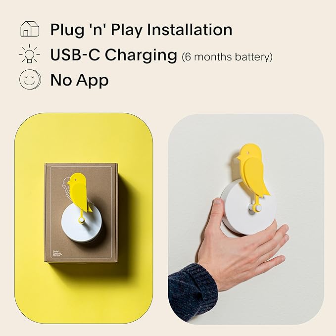 Birdie 2.0 - Design Indoor CO2 Monitor - Air Quality Meter for Home & Office - Promotes Mental & Physical Health - Modern Interior Decor - Reducing Health Risks with Clean Air (Yellow, FullBirdie)