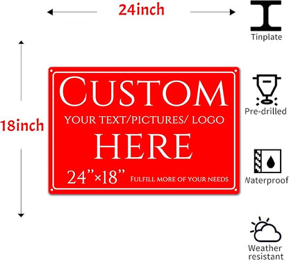 Custom Sign, personalized metal sign，Aluminum Weatherproof Metal Sign Multiple Sizes, Reflective，Customize for Office, Business, Workplace, factories, roads, fields, parks, safety tips(24 * 18 Inch)