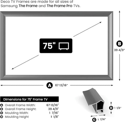 Graphite Prismatic 75" Alloy Deco TV Frame - Compatible ONLY with Samsung The Frame TV and Pro TVs (Fits 2021-2025, LS03A, LS03B,LS03C,LS03D,LS03FA,LS03FW)