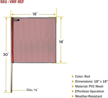 Mytee Products (4 Pack) 18"x18" Red Warning Flags for Trucks with Dowel & Reflective Webbing - High Visibility Vinyl Mesh Safety Flag DOT Compliant