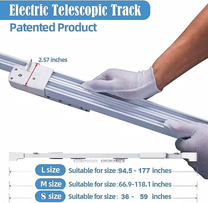 TIPIACE Hard-Wired Tuya Wifi Motorized Curtain Track to Remote Control Ceiling Mount Electric Retractable Curtain Rail Compatible with Alexa Google Home (L 36-59 inch)
