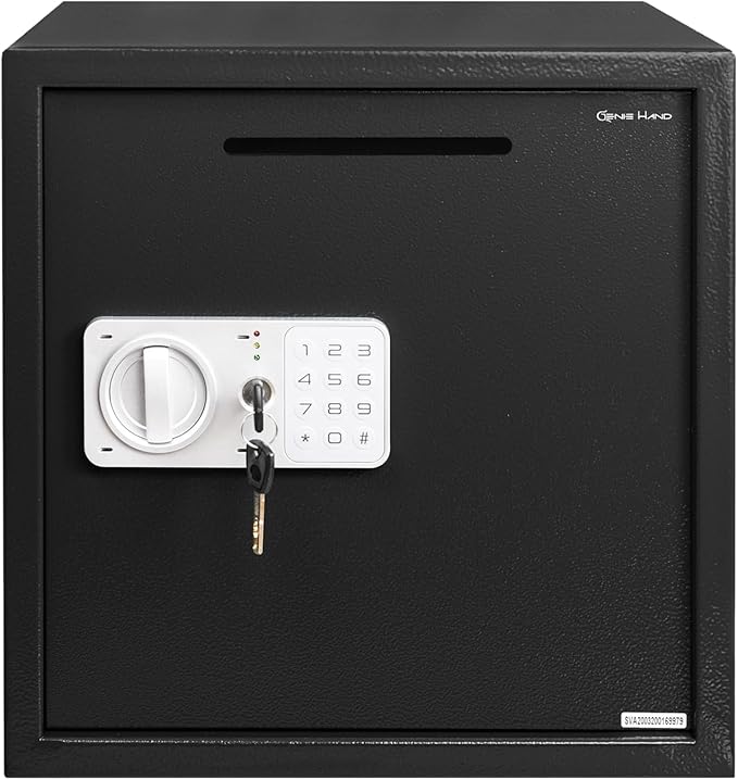 Genie Hand – Time Delay Safe, Anti Robbery Safe Box, Timed Controlled Opening – B-Class Lock – Anti Bounce Technology (Large – Depository)