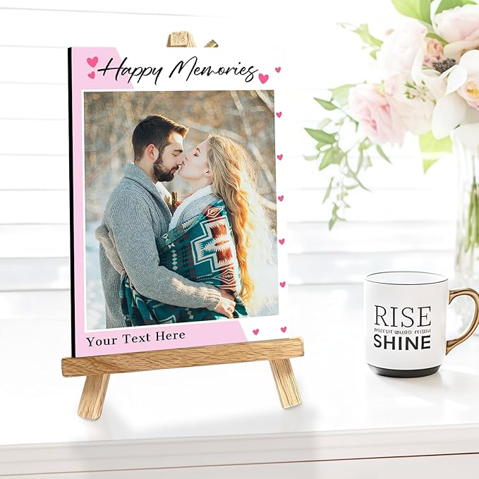 Custom Photo Frame with Stand, Personalized Picture Display, MDF and Wood Construction, Desktop Decor, Multiple Designs, Customizable Gift for Family and Friends