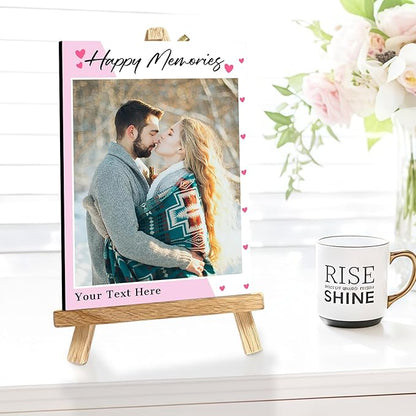Custom Photo Frame with Stand, Personalized Picture Display, MDF and Wood Construction, Desktop Decor, Multiple Designs, Customizable Gift for Family and Friends
