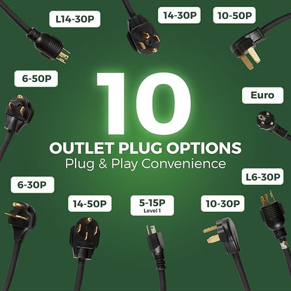 PRIMECOM Level 2 Electric Vehicle (EV) Charger (220V / 240Volt, 16Amp) Portable EVSE Smart Electric Car Charger, 30', 40', and 50 Feet Lengths (NEMA 14-50P, 40 Feet)
