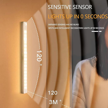 4 PCS Punch-Free Smart Sensor Magnetic Rechargeable Led Lights, Punch Free Smart Sensor Magnetic Light, USB C Rechargeable Closet Under Counter Lighting for Kitchen, Wardrobe (3.9in White Light)