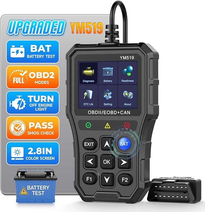 Enhanced Universal OBD2 Scanner with Battery Tester - Car Engine Fault Code Reader CAN Diagnostic Scan Tool, Read and Clear Error Codes for 1996 or Newer OBD2 Protocol, Plug & Play
