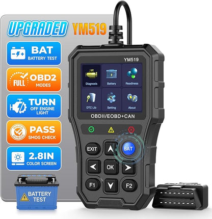 Enhanced Universal OBD2 Scanner with Battery Tester - Car Engine Fault Code Reader CAN Diagnostic Scan Tool, Read and Clear Error Codes for 1996 or Newer OBD2 Protocol, Plug & Play