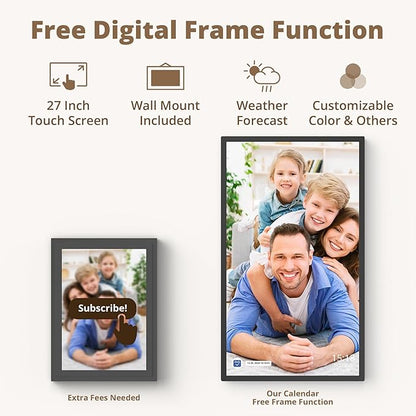 Dragon Touch 27 inch Digital Calendar Chore Chart – Interactive Touchscreen, Smart Family Planner, Hearth Display Desk Digital Calendar Seamless Scheduling Black