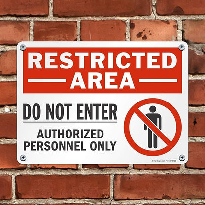 SmartSign "Restricted Area - Do Not Enter, Authorized Personnel Only" Sign | 10" x 14" Plastic