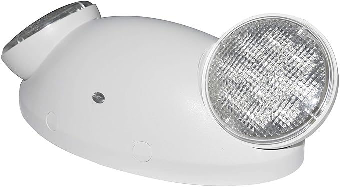 LIT-PaTH LED Emergency Lighting Fixtures with 2 LED Bug Eye Heads and Back Up Batteries- US Standard Exit Light, UL 924 and CEC Qualified, 120/277 Voltage, White, 1-Pack
