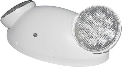 LIT-PaTH LED Emergency Lighting Fixtures with 2 LED Bug Eye Heads and Back Up Batteries- US Standard Exit Light, UL 924 and CEC Qualified, 120/277 Voltage, White, 1-Pack