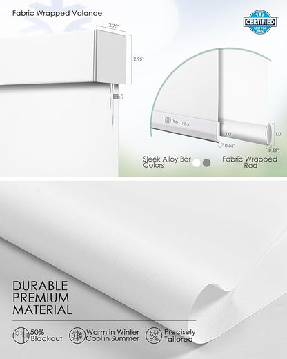 Yoolax Smart Blinds, Motorized Matter Roller Shades Light Filtering Automatic Blinds for Windows Motorized Shades Compatible with Alexa, Google Home, Homekit(Half Shading Pure White)