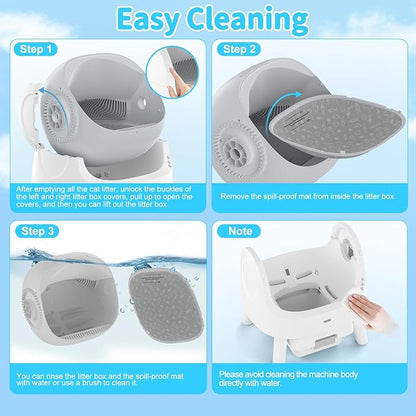Self Cleaning Cat Litter Box, Automatic Litter Box for Multiple Cats, Integrated Safety Protection with Open-Top Design
