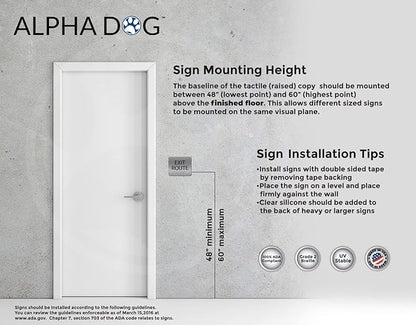 ALPHA DOG ADA SIGNS - Exit Route Sign with Braille for Your Business, 5x6 Inch, ADA Compliant, Indoor or Outdoor, Easy Installation, Made in the USA, Brushed Metal