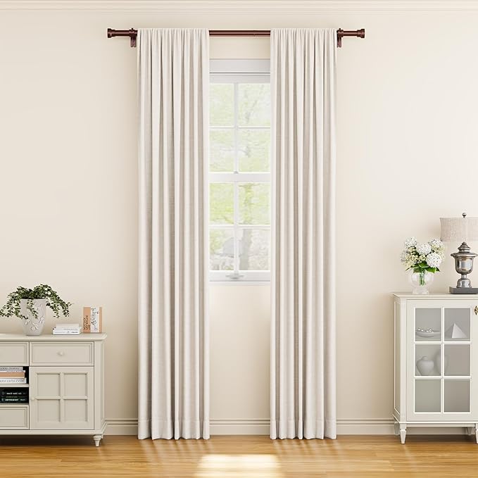 Yafex Curtain Rod 32-58 Inch, Heavy Duty 1 Inch Adjustable Curtain Rods for Windows, Antique Bronze Short Window Treatment Rods, Modern Design, Easy Installation