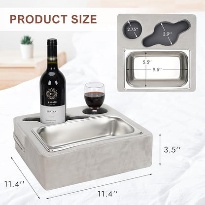 Couch Cup Holder, Couch Caddy, Couch Drink Holder, Bed Cup Tray, Sofa Cup Holder Remotes Holder for Cups, Headphones, Snacks and Phones, Use it on Car, Pack, Beach, RV, and More(Silvergrey)