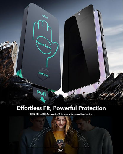 ESR 3 Pack 9H+ Glass for iPhone 17/ iPhone 16 Pro Privacy Screen Protector, [Military Grade Shatterproof & Highly Durable] Armorite Anti-spy Tempered Glass with UltraFit Tray