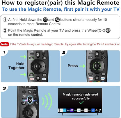 Voice Magic Remote for LG-TV-Remote Control Replacement, AKB75855501 AN-MR20GA MR19BA MR18BA MR650A with Battery, with Voice Recognition and Pointer Function