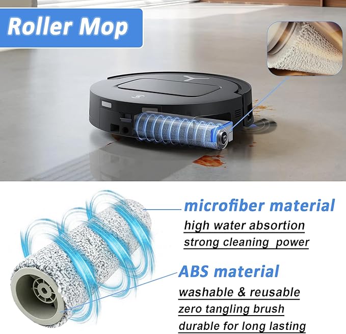 Replacement Parts for ECOVACS DEEBOT T80 Omni Robot Vacuum, Accessories Kit 1 Zero Tangle Main Brush, 2 Roller Mop, 6 Dust Bags, 4 Side Brush, 4 HEPA Filter, 1 Cleaning Brush