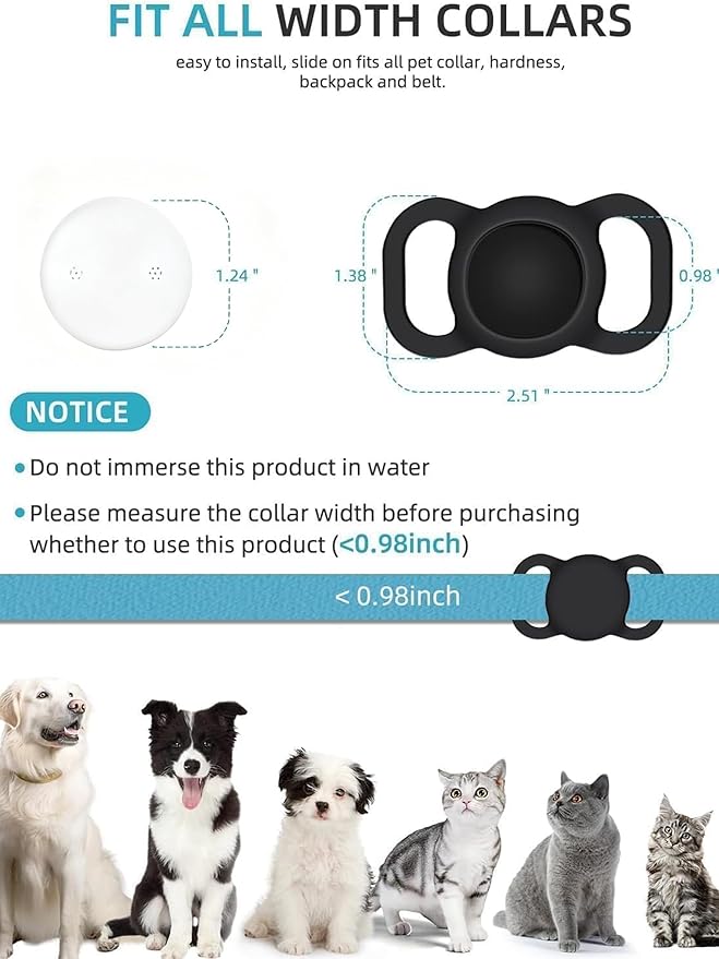 GPS Tracker for Dogs (1 Pack), Mini GPS Cat Tracker, Smart Pet Activity Tracker (iOS Only), No Monthly Fee, Compatible with Apple Find My, Anti-Lost, Finder Tag for Vehicles/Pets/Items