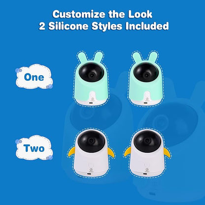 Baby Monitor with 1 or 2 HD Cameras – No WiFi Needed, AI Sleep Detection, Night Vision, Two-Way Talk, Temperature Alerts – Split Screen Option (2 Camera)
