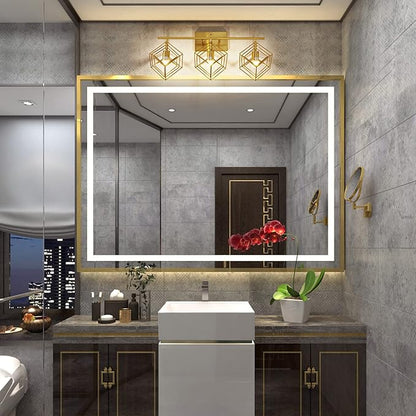 Bathroom Vanity Light with 3 Bulbs Bathroom Light Fixtures Over Mirror with 3 Rotatable Cube Shades Modern Wall Mounted Brushed Brass Gold