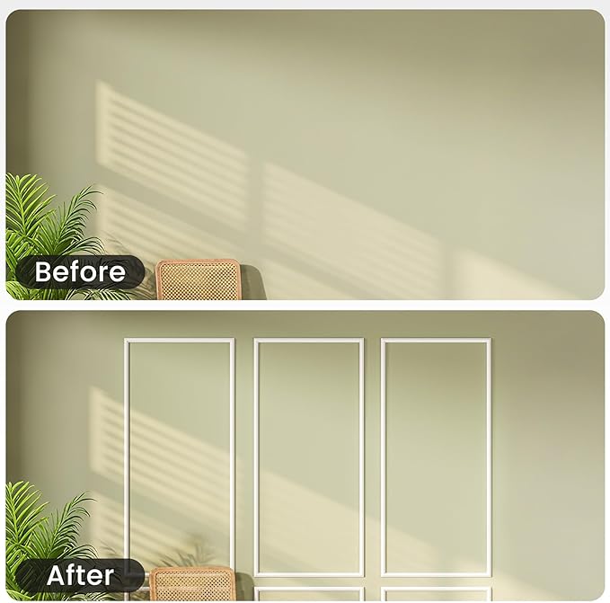 Peel and Stick Wainscoting Panels Kit, 3 Sets 54''x24'' Premade Wall Molding Peel and Stick Panels for Interior Wall Trim, Easy DIY Wainscoting Panels Peel and Stick Decor