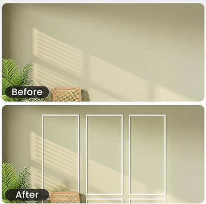 Peel and Stick Wainscoting Panels Kit, 6 Sets 54''x24'' Premade Wall Molding Peel and Stick Panels for Interior Wall Trim, Easy DIY Wainscoting Panels Peel and Stick Decor