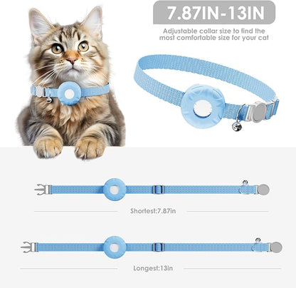 Cat Tracker, Cat Tracker Collar with Safety Elastic Buckle, Compatible with Apple Find My App (Only iOS), No Monthly Fee, Waterproof Pet Tracker for Cats, Blue