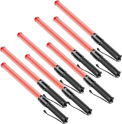 RoadHero 8 Pack Traffic Wand, 21 Inch Led Traffic Control Baton, Safety Light Wands with 2 Flashing Modes, Air Marshaling Signal Wand with Side Clip for Airport, Parking, Car Directing