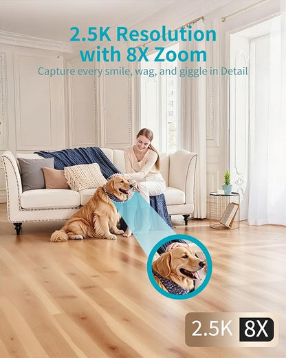 VIMTAG 2.5K Indoor Cameras for Home Security, 360° Pan/Tilt Pet Camera with Phone App for Dog/Cat, 5G/2.4GHz WiFi Security Camera Indoor for Nanny/Baby/Room, Night Vision, 2-Way Audio, Cloud & SD Card