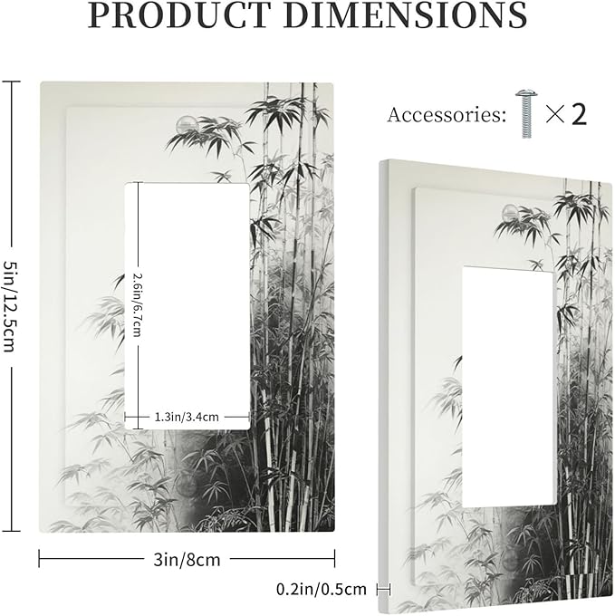 Outlet Covers Watercolor Vintage Ink Bamboo Forest 1 Gang Wall Plates Single Rocker Light Switch Covers Decorative Switch Plates Electrical GFCI Panel Covers for Home Office Decor 5 X 3 IN