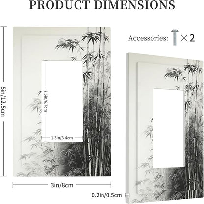 Outlet Covers Watercolor Vintage Ink Bamboo Forest 1 Gang Wall Plates Single Rocker Light Switch Covers Decorative Switch Plates Electrical GFCI Panel Covers for Home Office Decor 5 X 3 IN