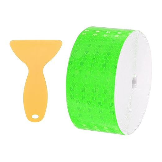 PATIKIL 2 Inch x 82 ft Reflective Tape, 1 Roll Waterproof Self Adhesive High Visibility Caution Warning Safety Tape Reflector with Scraper for Trucks Trailers Cars, Green