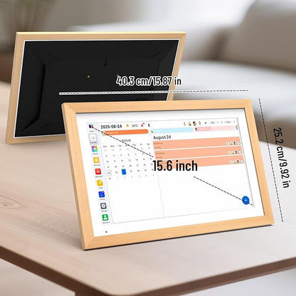 Digital Calendar 15.6" Digital Calendar&Chore Chart - 1080P Interactive Touchscreen Electronic Calendar for Family Schedules, 64GB WiFi Smart Organizer, Wall/Desk Mountable, 2025 Calendar-Wooden